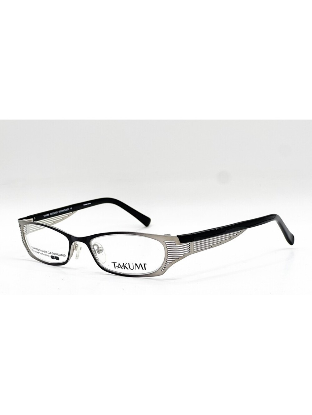 Takumi T9747 90 Black/Silver W Clips Authentic Eyeglasses 50-17-135
